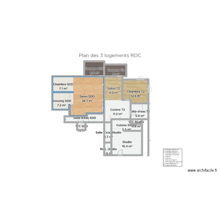 SCI Sweet Iles Projet Gosier. Plan de 12 pièces et 164 m2