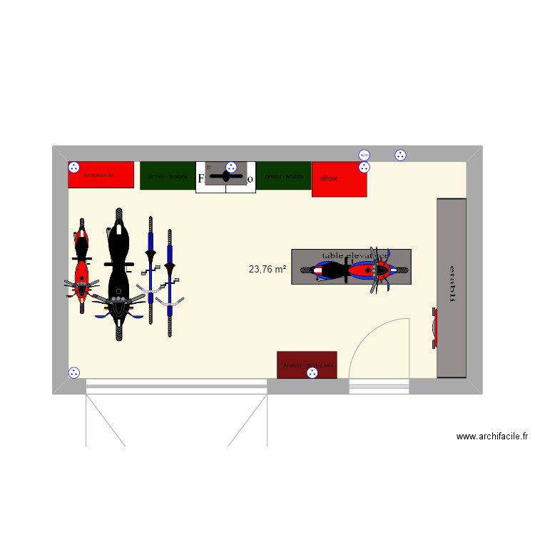 garage. Plan de 1 pièce et 24 m2