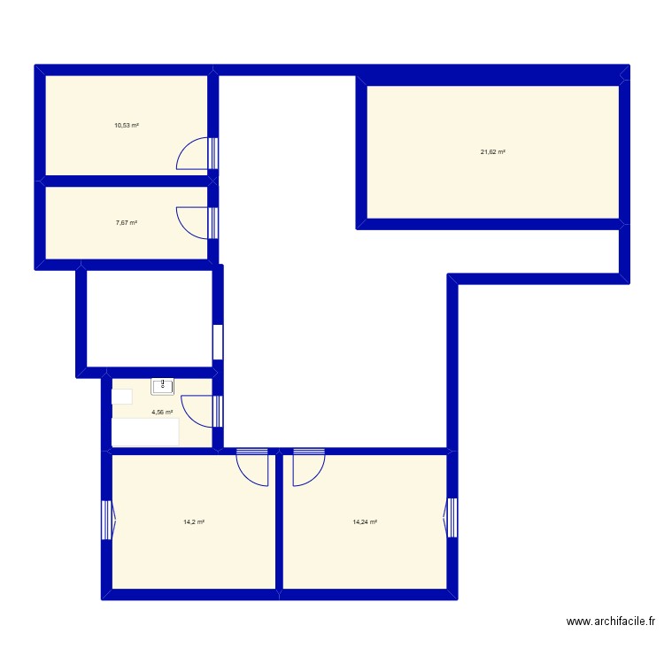 maison 2. Plan de 6 pièces et 73 m2