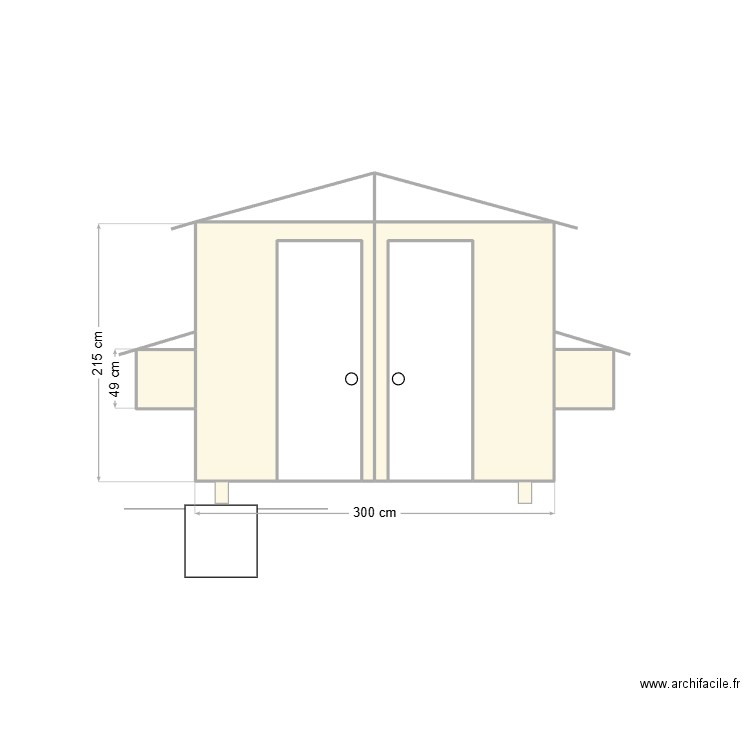 Poulailler - VUE FACADE PORTE. Plan de 10 pièces et 7 m2