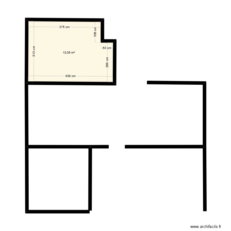 APPARTEMENT2. Plan de 1 pièce et 13 m2