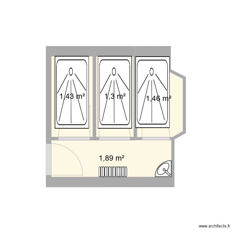 sdb coupeau new. Plan de 4 pièces et 6 m2