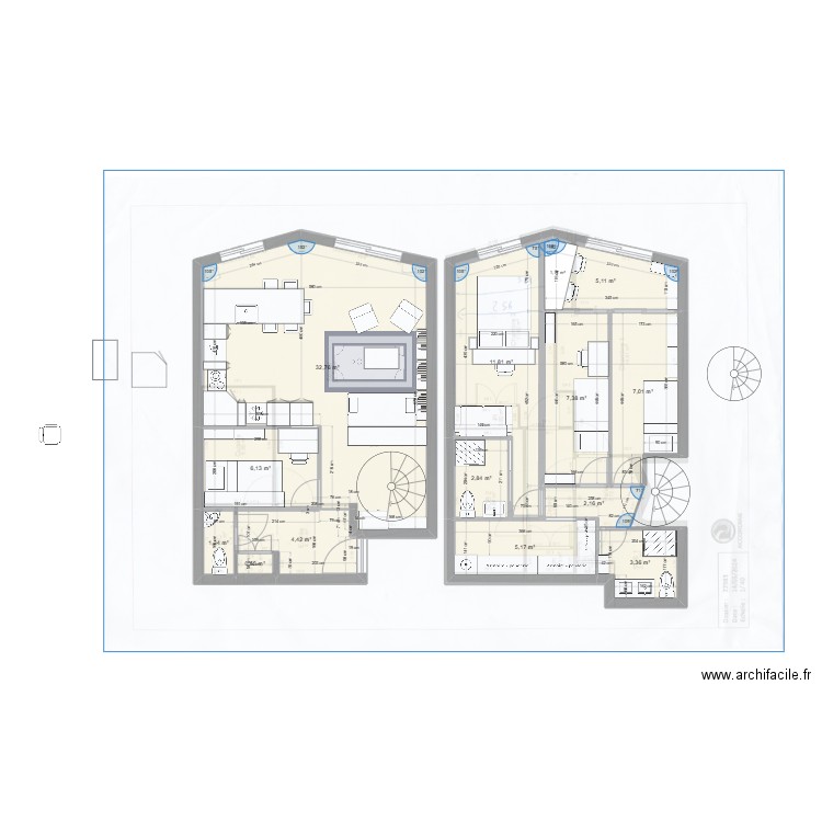 tour Italie 01. Plan de 13 pièces et 90 m2