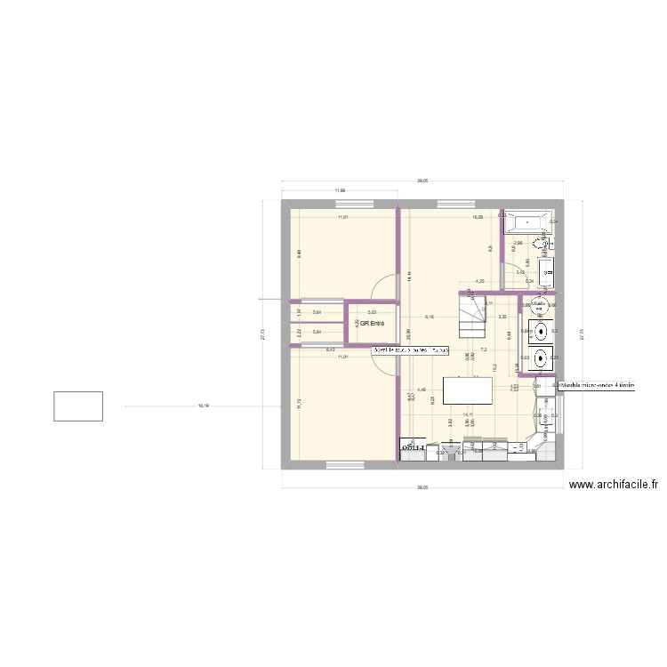 Appartement-4. Plan de 7 pièces et 64 m2