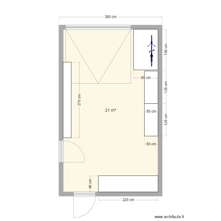 Garage. Plan de 1 pièce et 21 m2