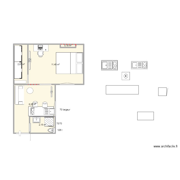 PALESTINE. Plan de 5 pièces et 25 m2