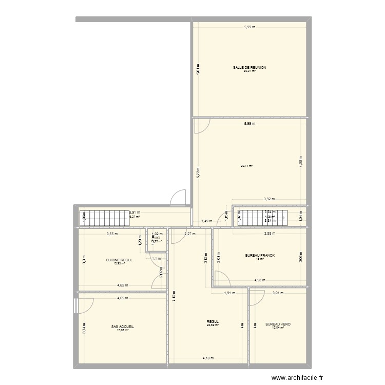 BUREAU FRANCK RDC. Plan de 10 pièces et 154 m2