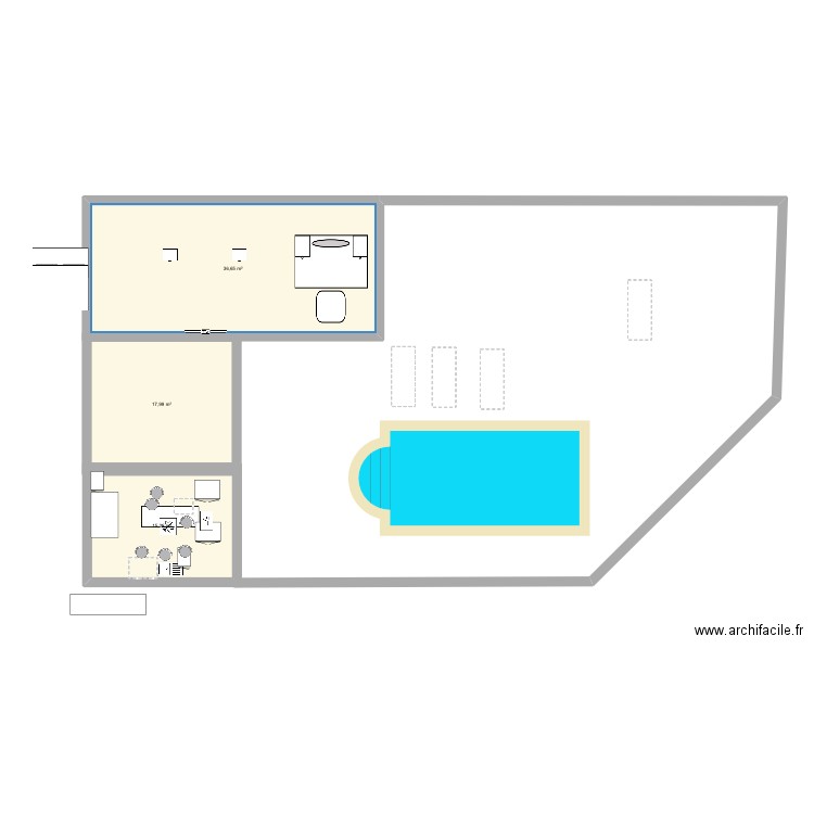 Maison. Plan de 3 pièces et 70 m2