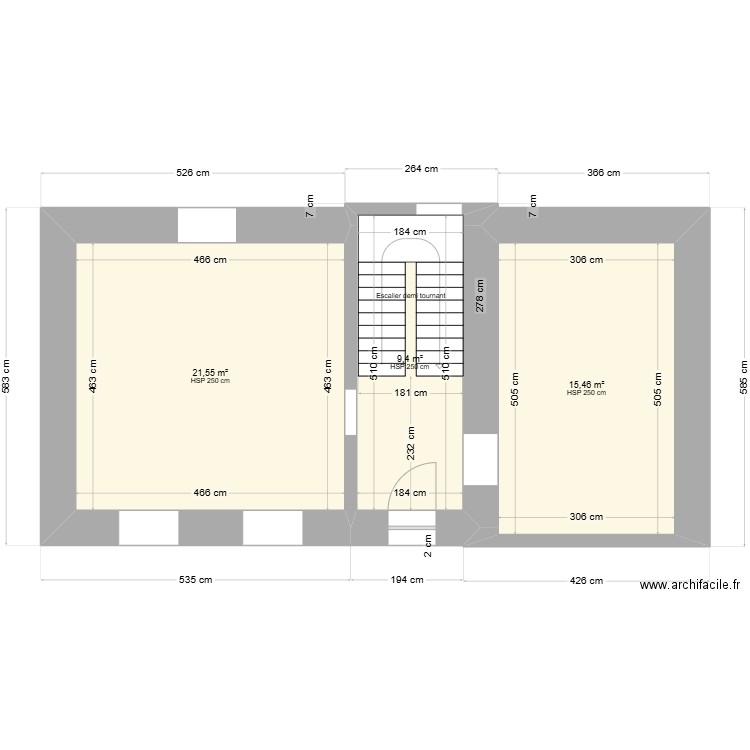 maison avant modification . Plan de 1 pièce et 21 m2