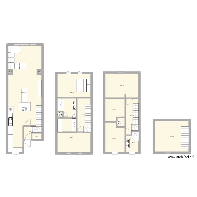 seminaire. Plan de 15 pièces et 176 m2