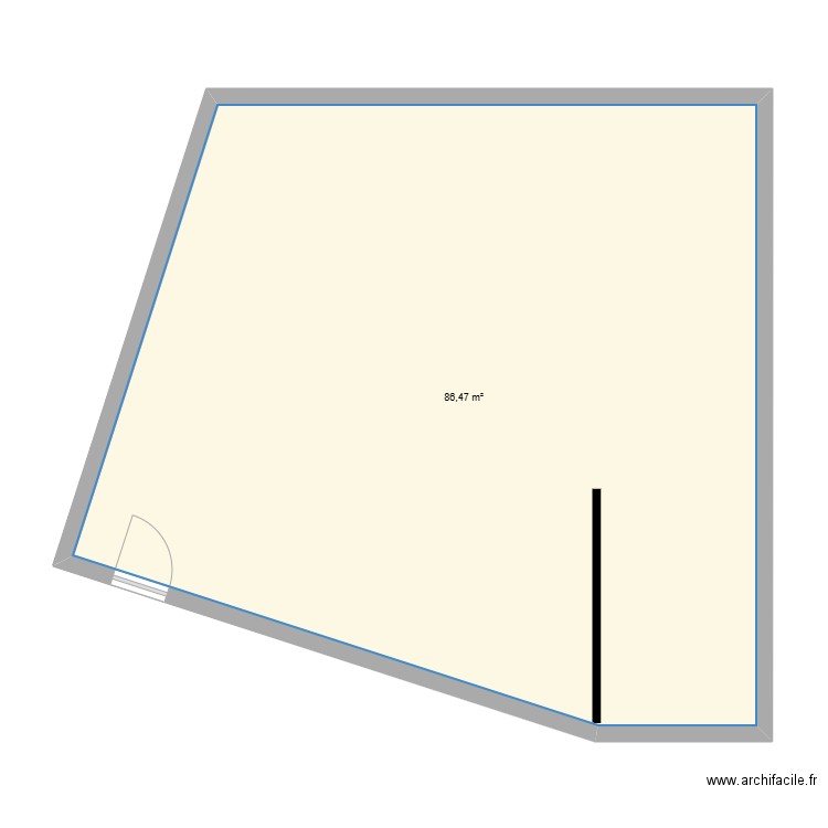 p123456. Plan de 1 pièce et 86 m2