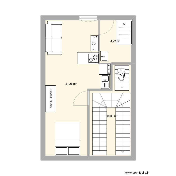 Etage 3. Plan de 3 pièces et 36 m2