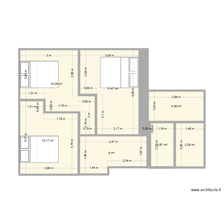 Maison - 1er étage03. Plan de 8 pièces et 48 m2