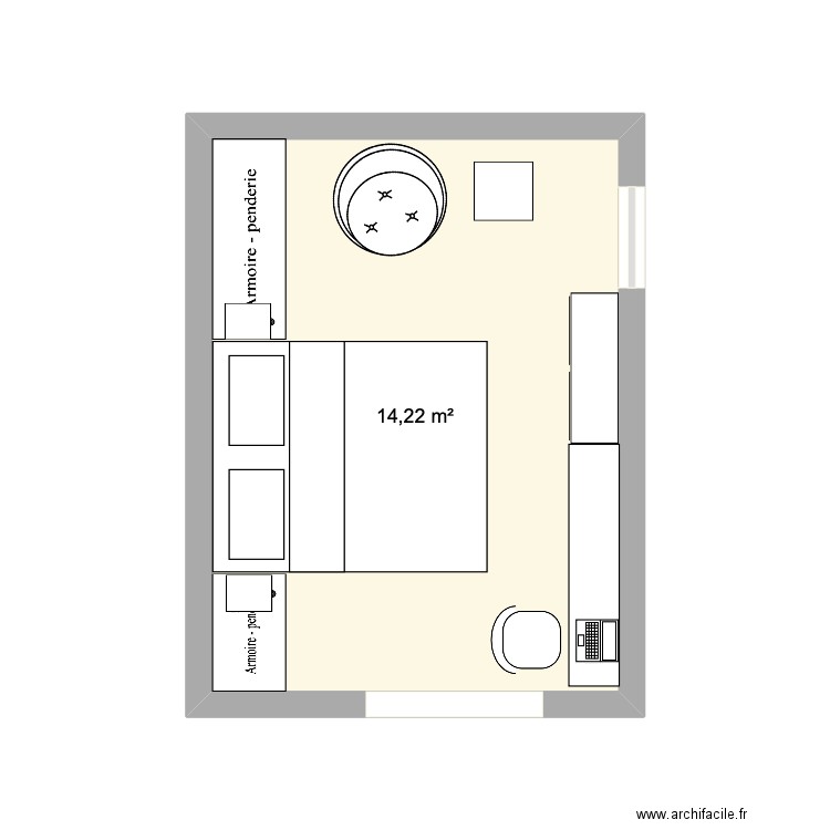 chambre chalet. Plan de 1 pièce et 14 m2