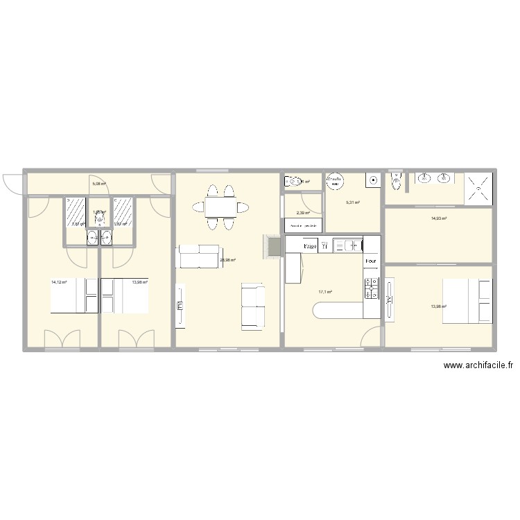 Base plan maison 2. Plan de 13 pièces et 122 m2