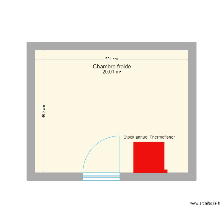 Stockage Chambre Froide ThermoFisher. Plan de 1 pièce et 20 m2