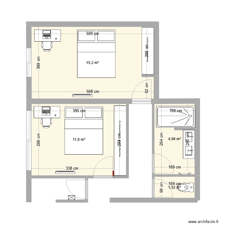 fessy. Plan de 4 pièces et 33 m2