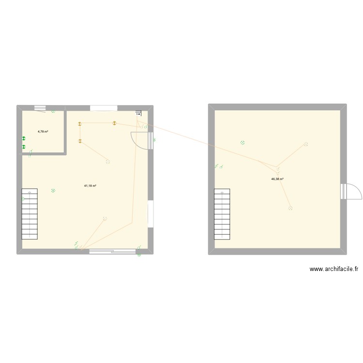 Plan électrique - éclairage - Garage. Plan de 3 pièces et 92 m2