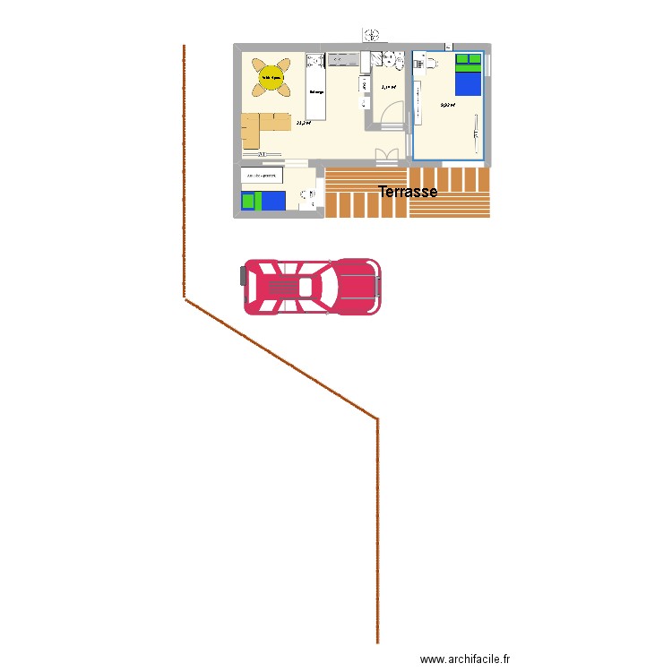 annexe Jan. Plan de 3 pièces et 36 m2