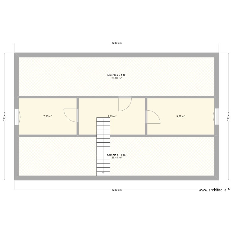 ETAGE. Plan de 5 pièces et 83 m2