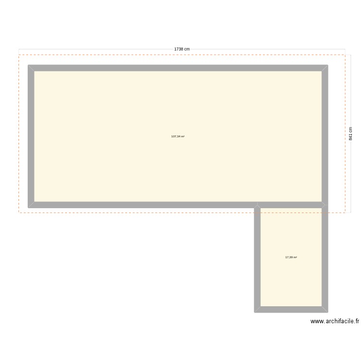 test_maison. Plan de 2 pièces et 125 m2