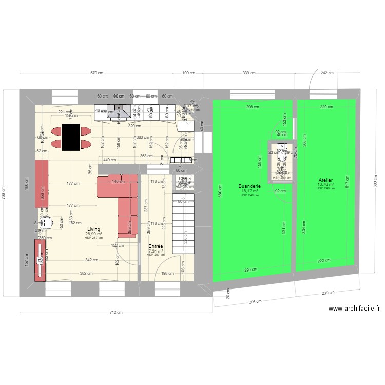 Lincent Complet sans mur cuisine Version Marine à modifier. Plan de 14 pièces et 106 m2