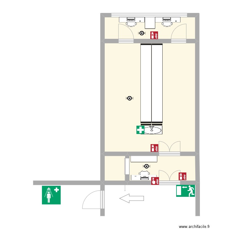 Laboratoire. Plan de 4 pièces et 61 m2