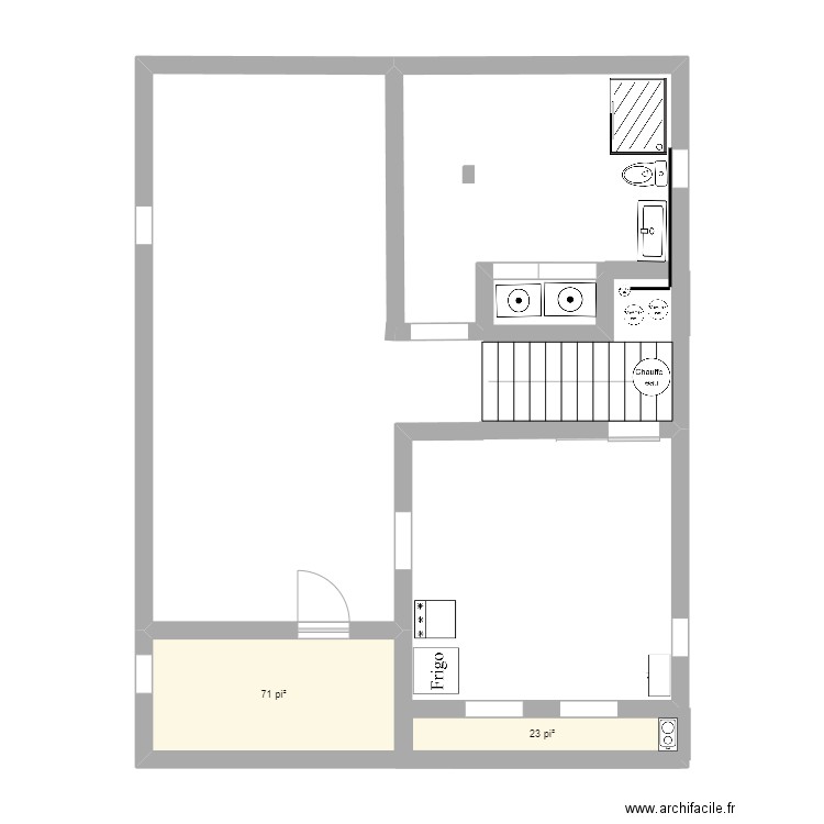 cave 2. Plan de 2 pièces et 9 m2