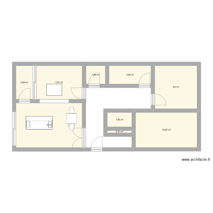 appart chalon. Plan de 9 pièces et 54 m2