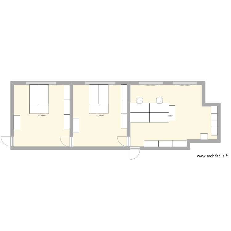 CHL. Plan de 3 pièces et 79 m2