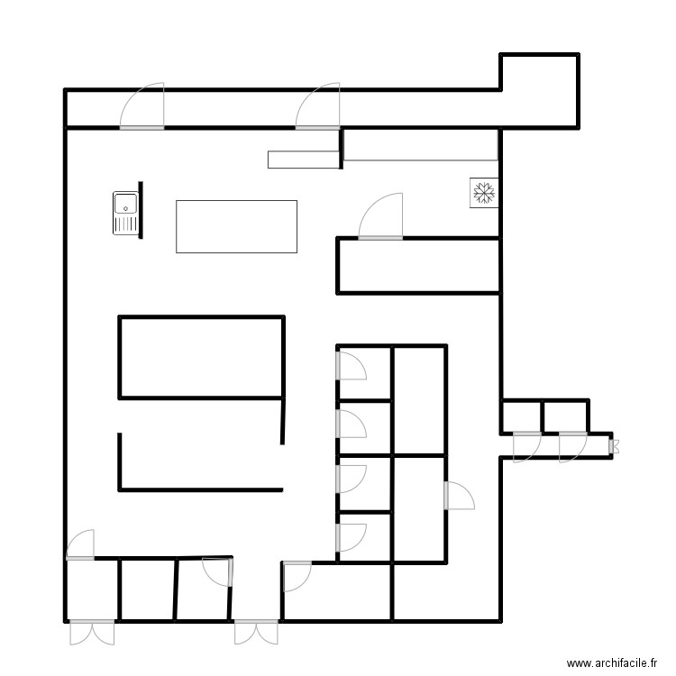 cuisine ehpad. Plan de 16 pièces et 82 m2