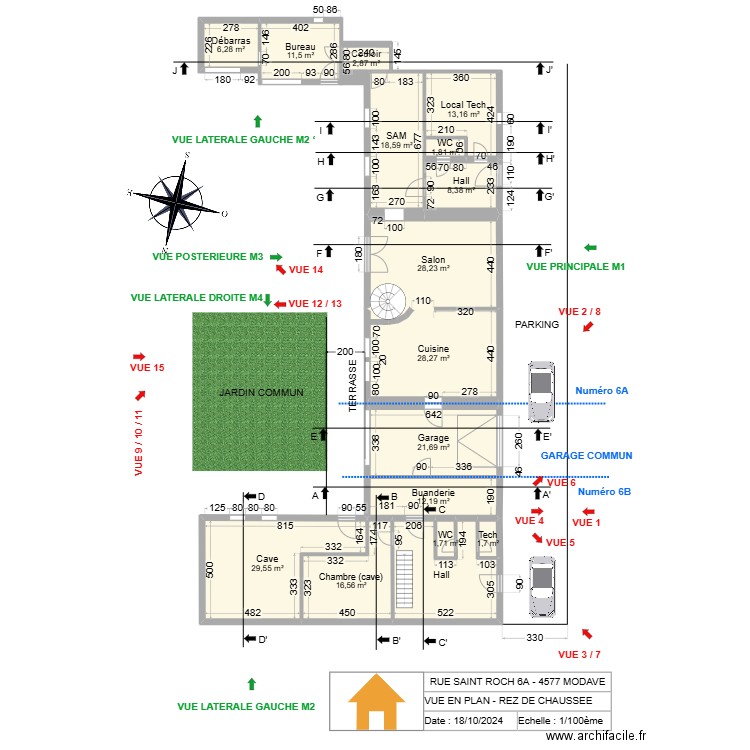 V.RADOUX - VUE EN PLAN - REZ - V2.23 - Lio. Plan de 17 pièces et 225 m2