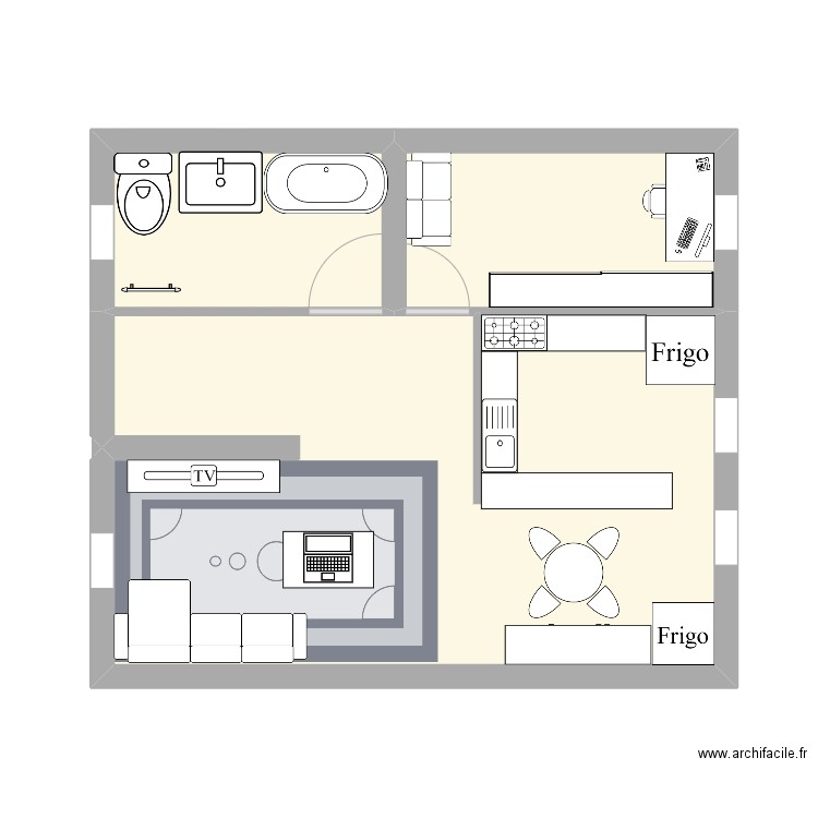 baja. Plan de 3 pièces et 35 m2