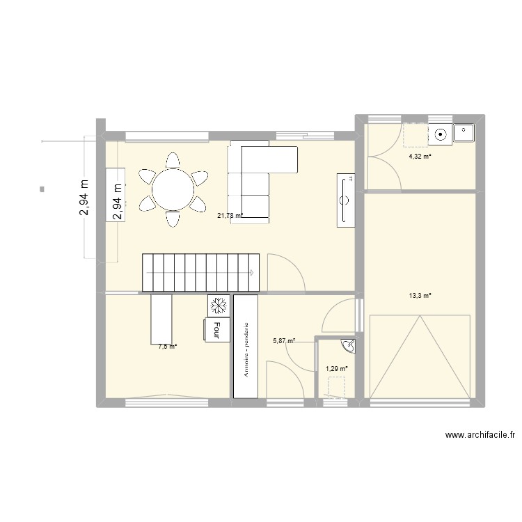 Projet Maison Laurent. Plan de 6 pièces et 54 m2