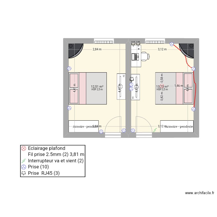 test 2. Plan de 2 pièces et 26 m2