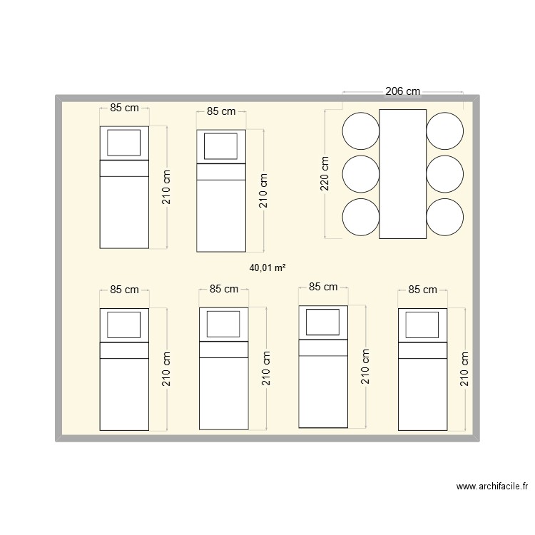 coin lounge. Plan de 1 pièce et 40 m2