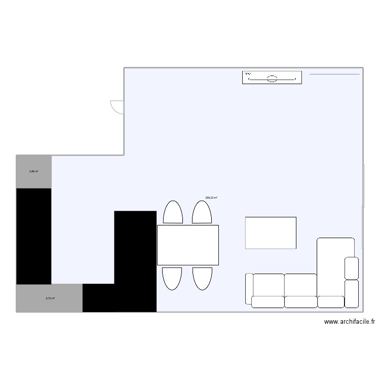 salon. Plan de 3 pièces et 270 m2