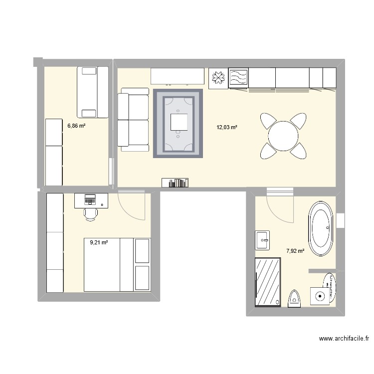 Montreuil. Plan de 4 pièces et 47 m2