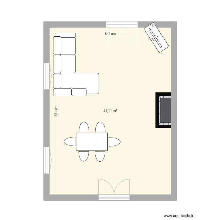 Laeti flo. Plan de 1 pièce et 41 m2