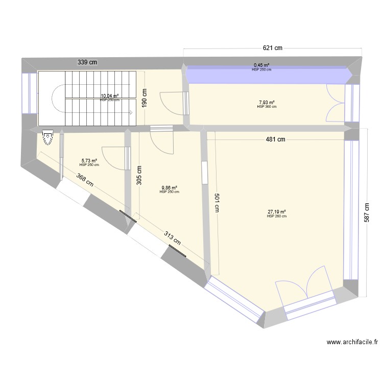 Atelier Dinard. Plan de 6 pièces et 61 m2