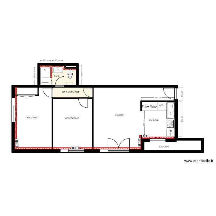 SORBIER APPARTEMENT PROJET 6. Plan de 4 pièces et 7 m2