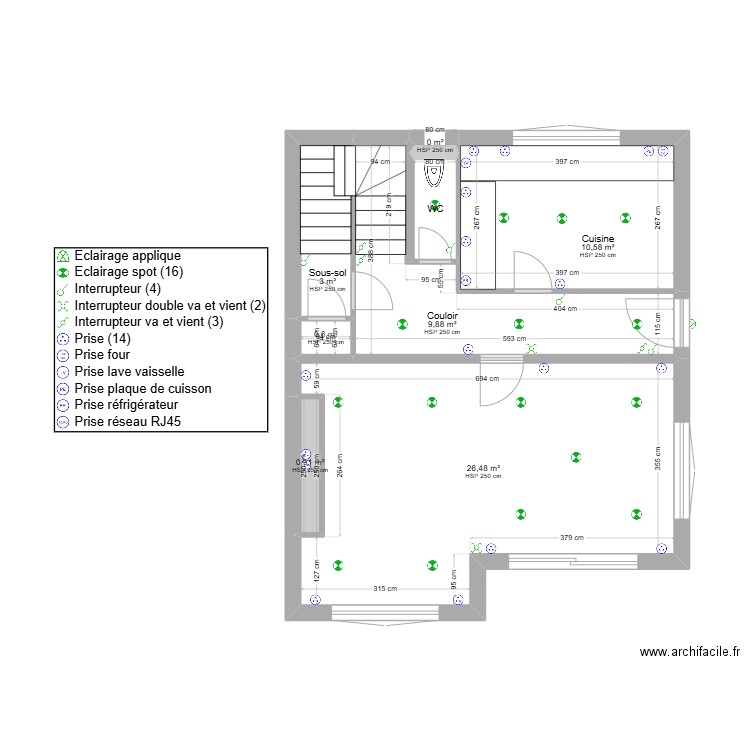 RDC MAXD. Plan de 8 pièces et 53 m2