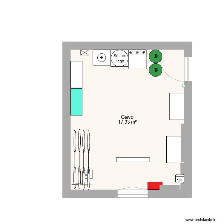 Cave ER. Plan de 1 pièce et 17 m2