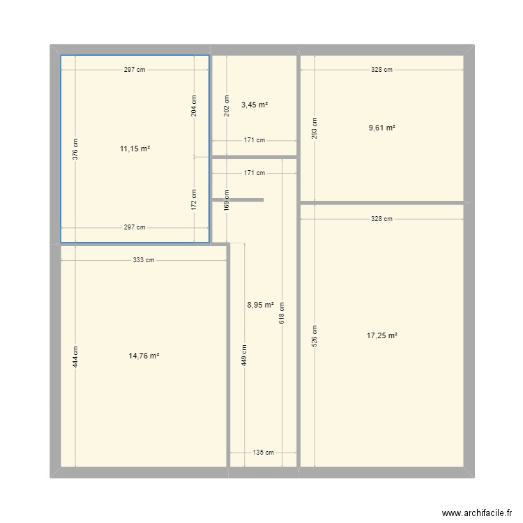 Mimosas rénov. Plan de 6 pièces et 65 m2