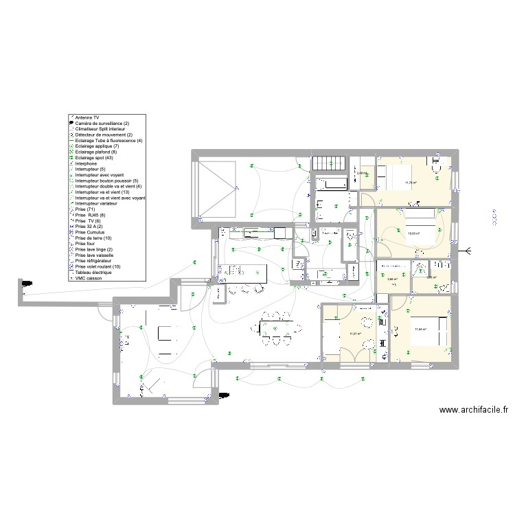 saint Georges. Plan de 7 pièces et 56 m2