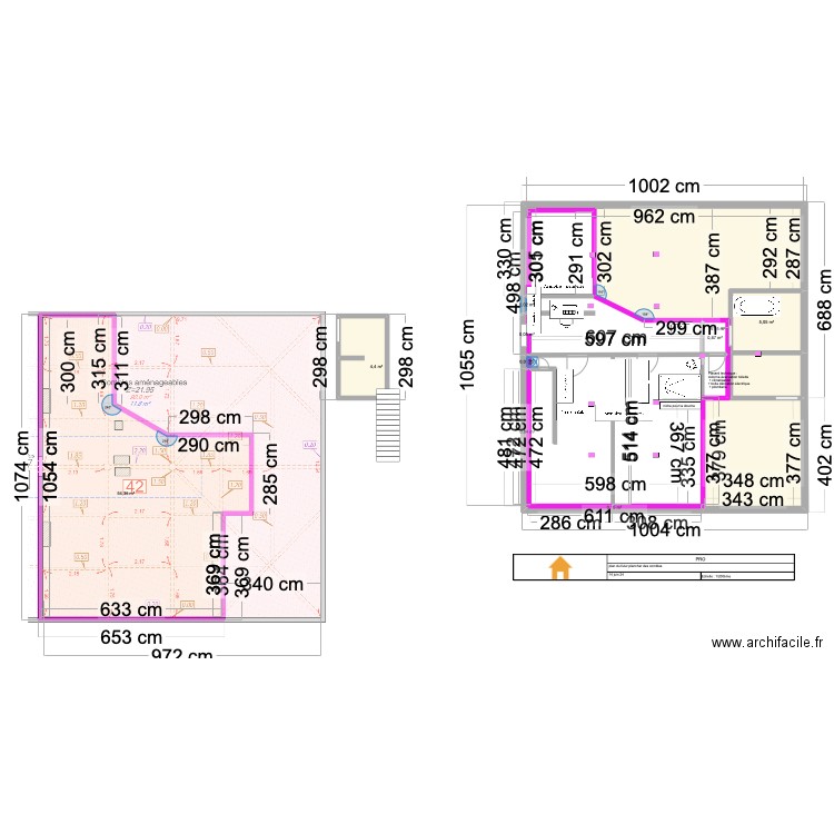 Combles Castel plan de découpe plancher du haut. Plan de 10 pièces et 106 m2