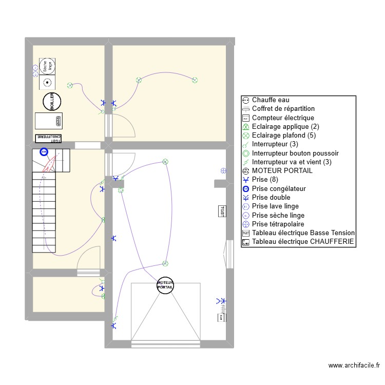 SSOL. Plan de 4 pièces et 36 m2