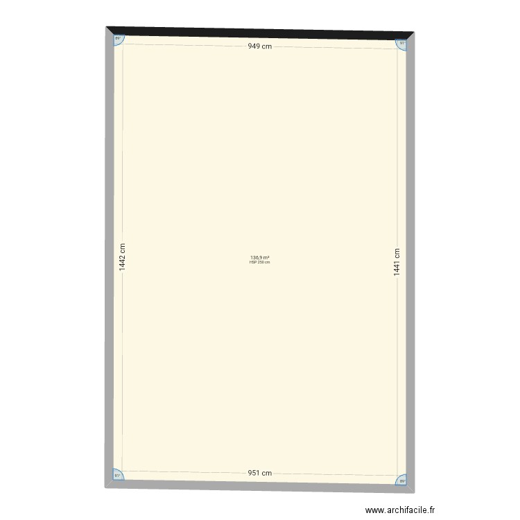 Ffd. Plan de 1 pièce et 137 m2