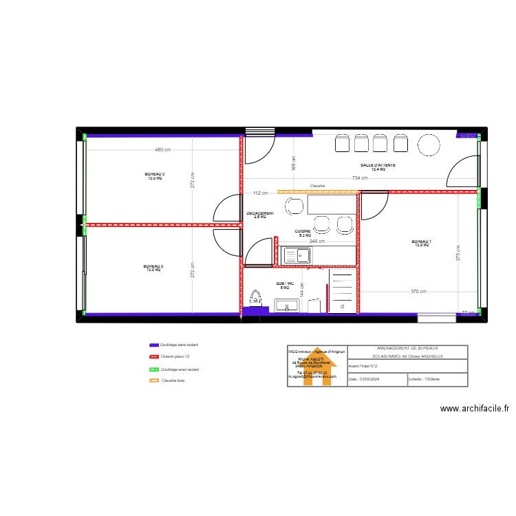 PLAN ETAT DES LIEUX ANDRIEUX 5. Plan de 3 pièces et 66 m2