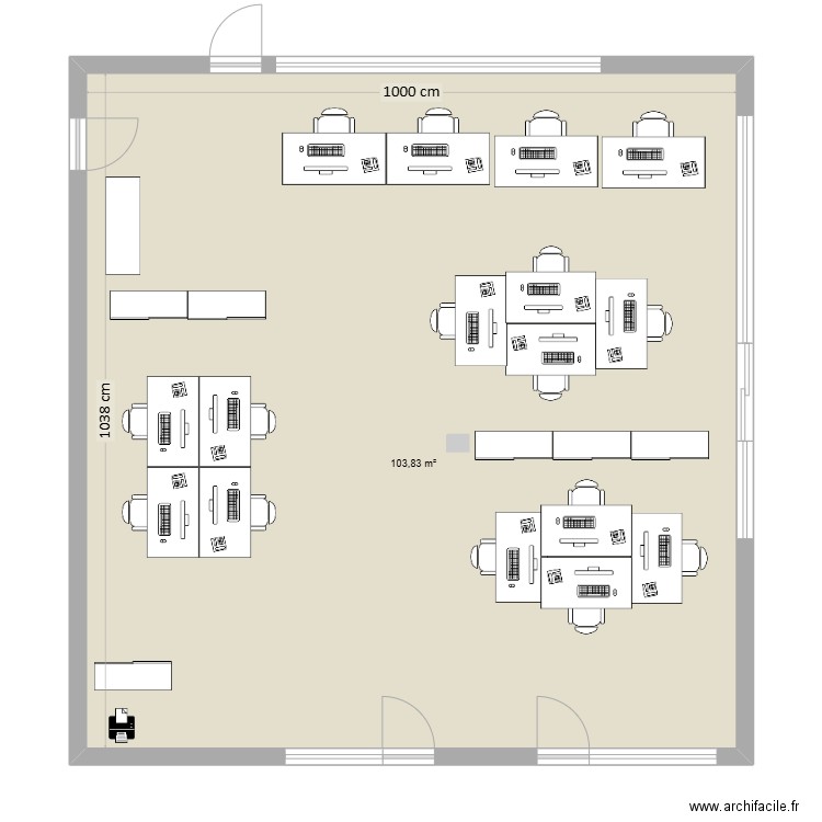 open space. Plan de 1 pièce et 104 m2